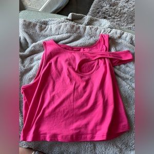 Shein pink cropped tank top cutout cold shoulder large